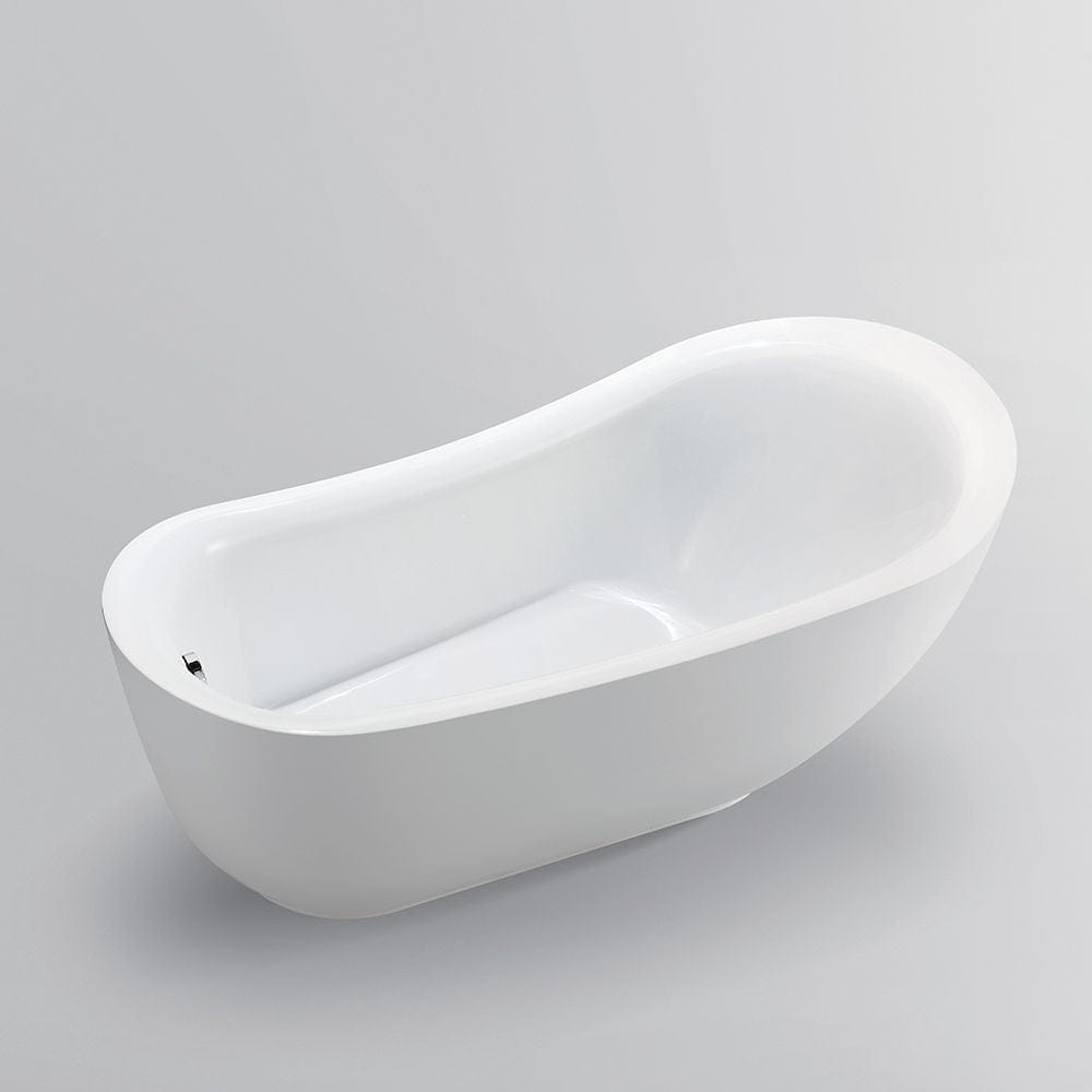 Vanity Art VA6512-L 71 Inch Freestanding White Acrylic Bathtub with Polished Chrome Finish - Vanity Art VA6512-L