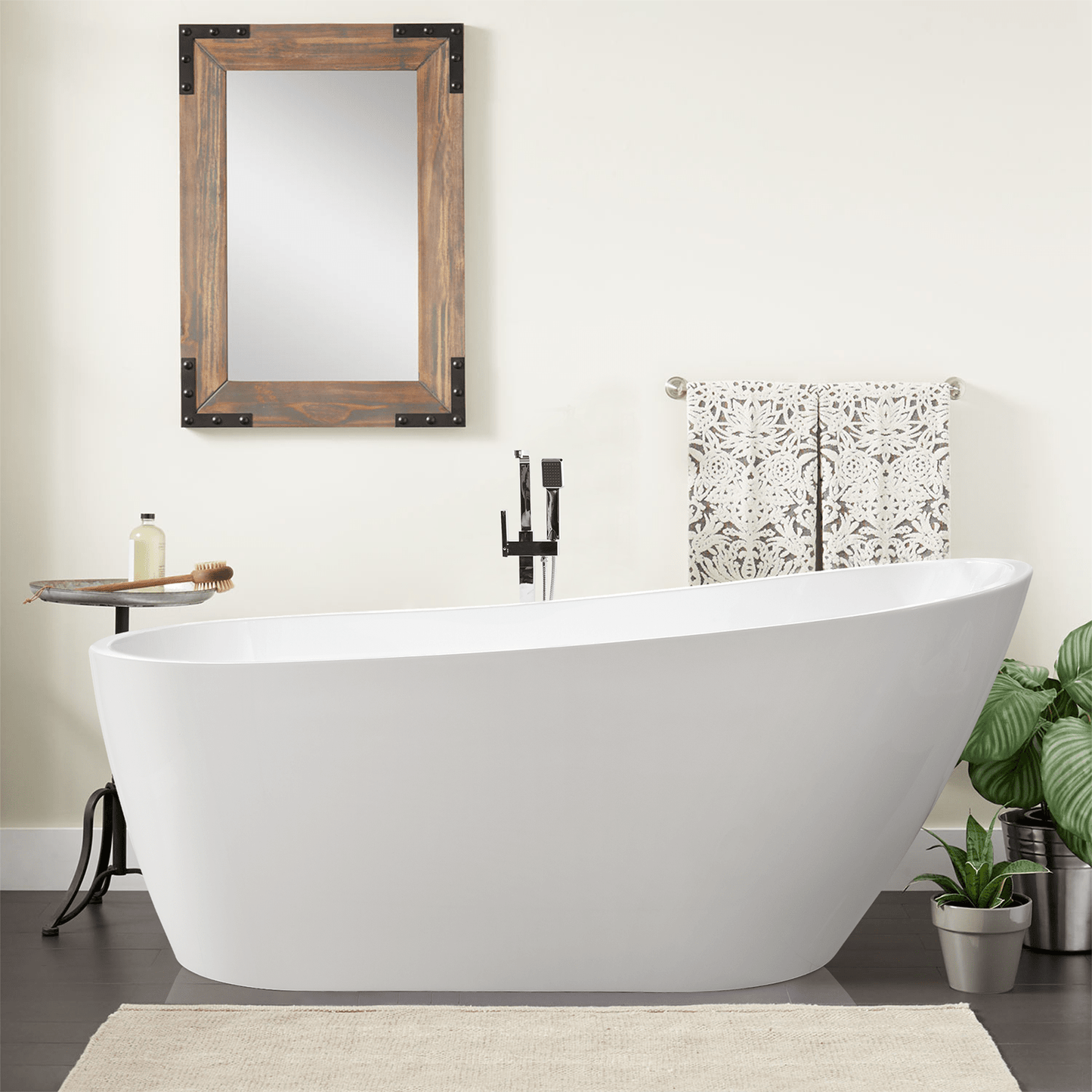 Vanity Art VA6512-L 71 Inch Freestanding White Acrylic Bathtub with Polished Chrome Finish - Vanity Art VA6512-L