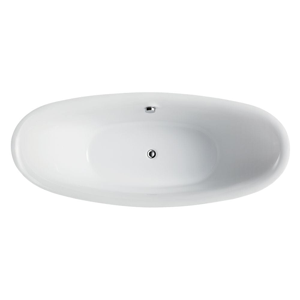 Vanity Art VA6513 68 Inch Freestanding White Acrylic Bathtub with Polished Chrome Finish - Vanity Art VA6513