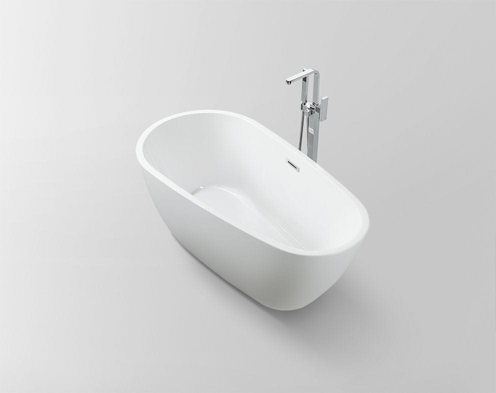 Vanity Art VA6515-S-BN 59 Inch Freestanding White Acrylic Bathtub with Overflow And Pop-Up Drain - Vanity Art VA6515-S-BN