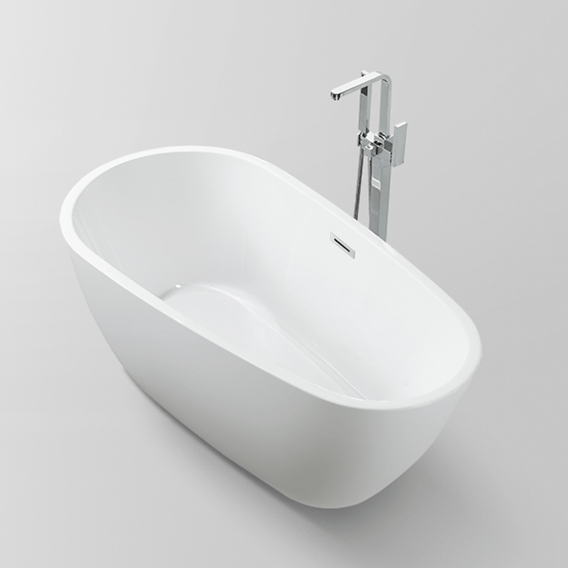 Vanity Art VA6515-S-BN 59 Inch Freestanding White Acrylic Bathtub with Overflow And Pop-Up Drain - Vanity Art VA6515-S-BN