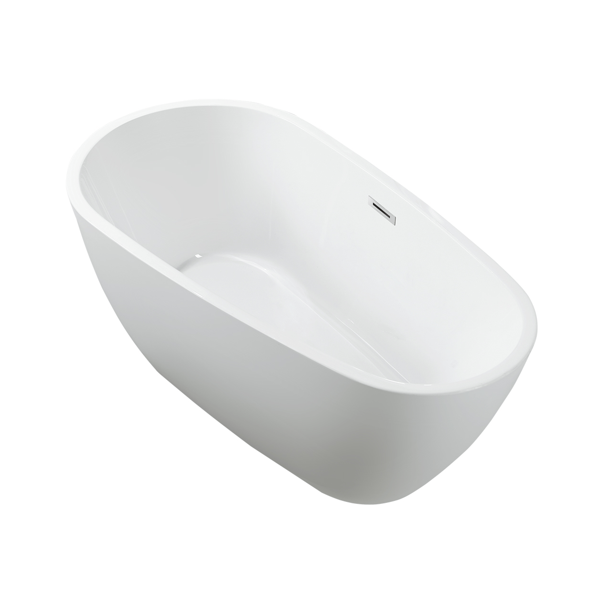 Vanity Art VA6515-S-BN 59 Inch Freestanding White Acrylic Bathtub with Overflow And Pop-Up Drain - Vanity Art VA6515-S-BN