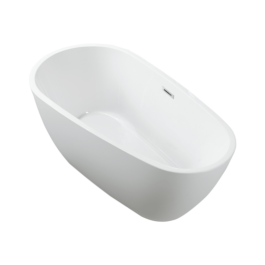 Vanity Art VA6515-S-BN 59 Inch Freestanding White Acrylic Bathtub with Overflow And Pop-Up Drain - Vanity Art VA6515-S-BN