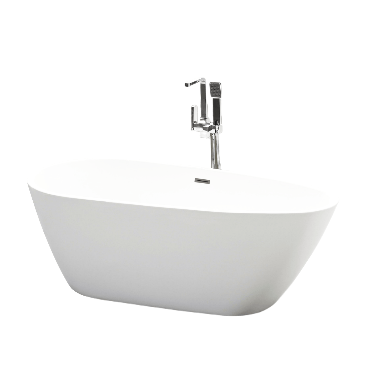 Vanity Art VA6515-S-BN 59 Inch Freestanding White Acrylic Bathtub with Overflow And Pop-Up Drain - Vanity Art VA6515-S-BN