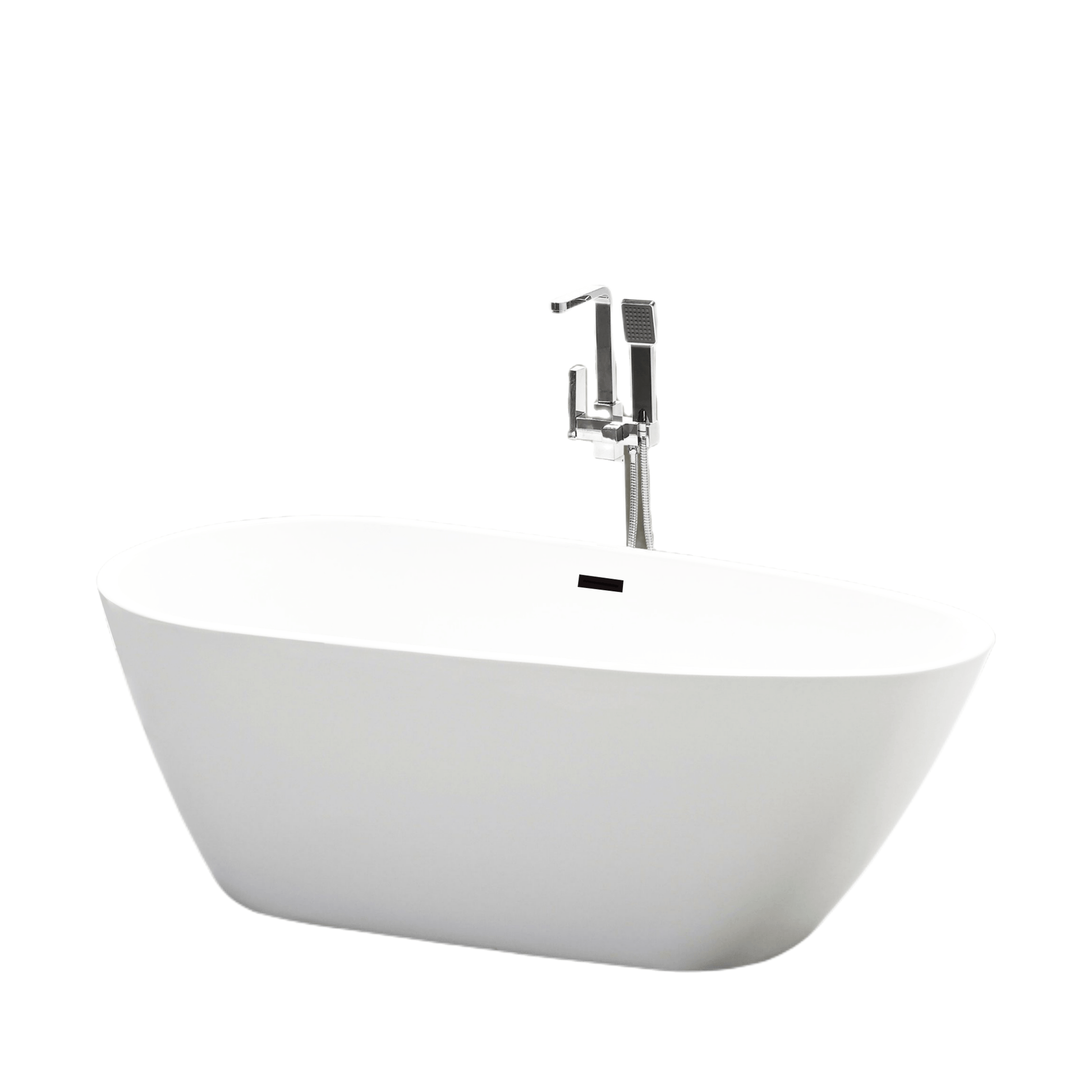 Vanity Art VA6515-S-ORB 59 Inch Freestanding White Acrylic Bathtub with Overflow And Pop-Up Drain - Vanity Art VA6515-S-ORB