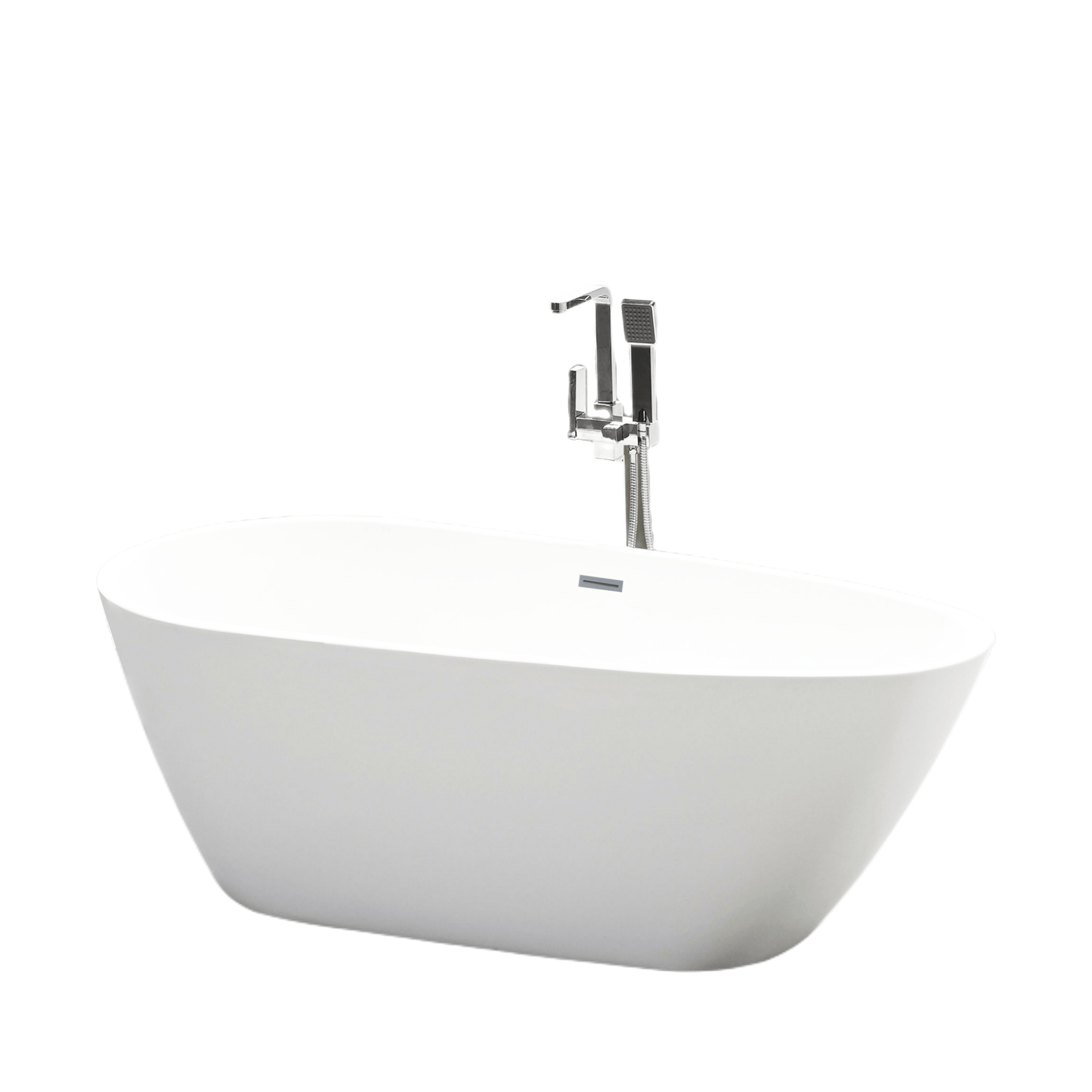 Vanity Art VA6515-S-PC 59 Inch Freestanding White Acrylic Bathtub with Overflow And Pop-Up Drain - Vanity Art VA6515-S-PC