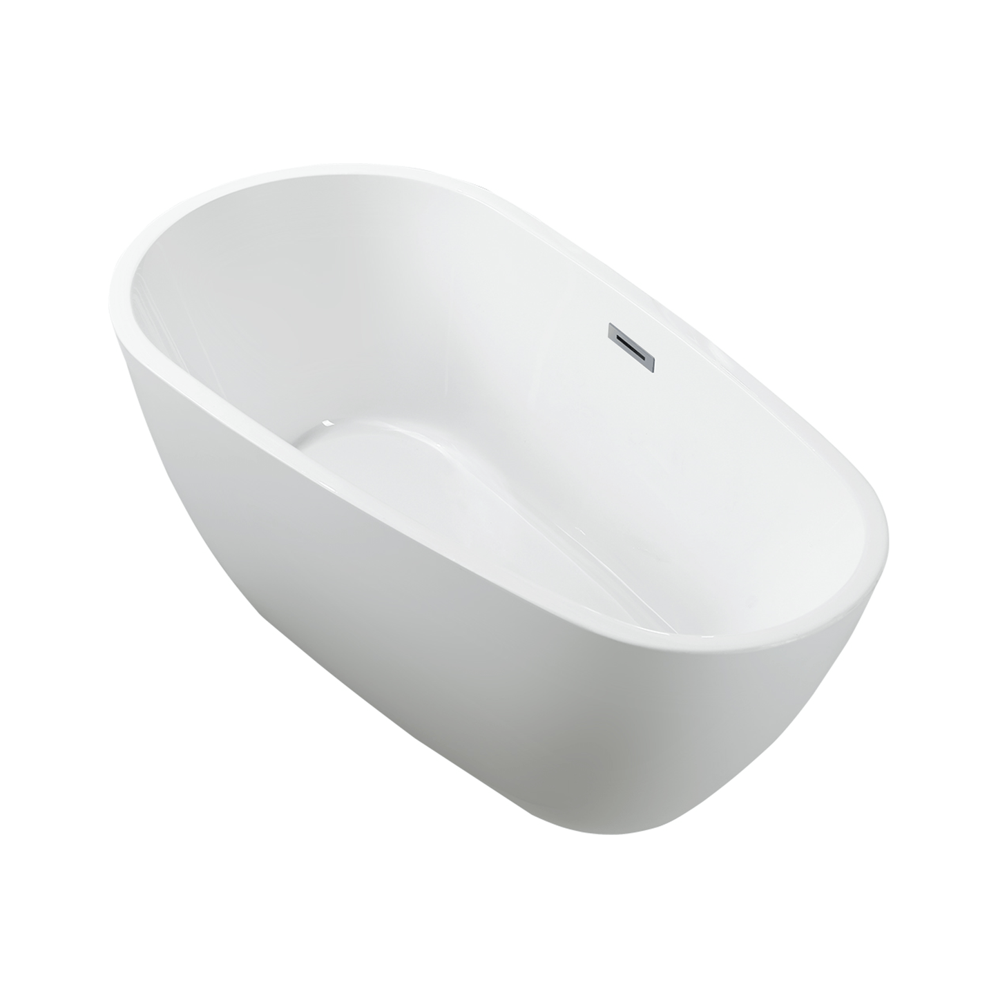 Vanity Art VA6515-S-PC 59 Inch Freestanding White Acrylic Bathtub with Overflow And Pop-Up Drain - Vanity Art VA6515-S-PC