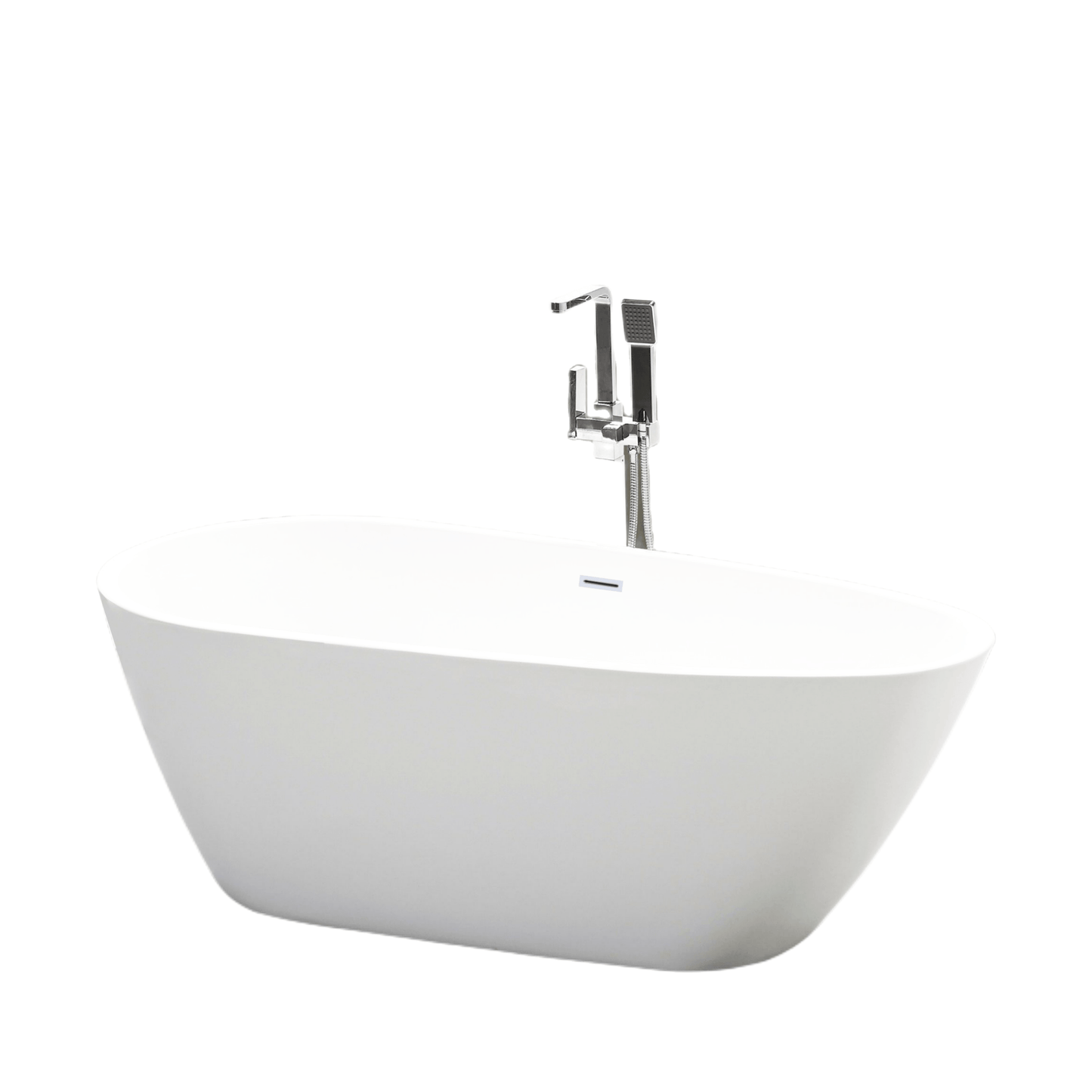 Vanity Art VA6515-S-PW 59 Inch Freestanding White Acrylic Bathtub with Overflow And Pop-Up Drain - Vanity Art VA6515-S-PW