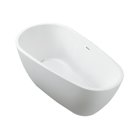 Vanity Art VA6515-S-PW 59 Inch Freestanding White Acrylic Bathtub with Overflow And Pop-Up Drain - Vanity Art VA6515-S-PW