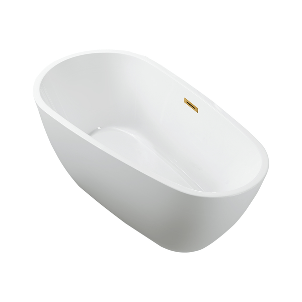 Vanity Art VA6515-S-TG 59 Inch Freestanding White Acrylic Bathtub with Overflow And Pop-Up Drain - Vanity Art VA6515-S-TG