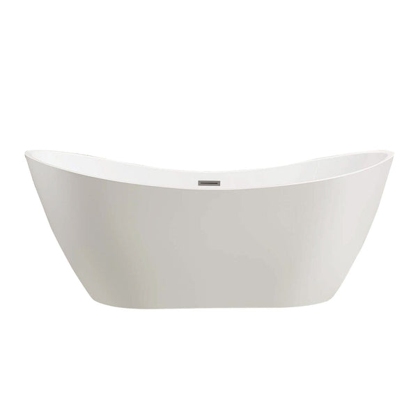 Vanity Art VA6517-BN 71 Inch Freestanding White Acrylic Bathtub with Overflow And Pop-Up Drain - Vanity Art VA6517-BN