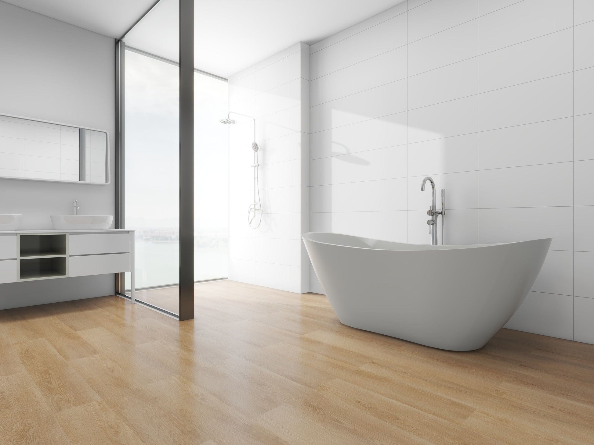 Vanity Art VA6517-BN 71 Inch Freestanding White Acrylic Bathtub with Overflow And Pop-Up Drain - Vanity Art VA6517-BN