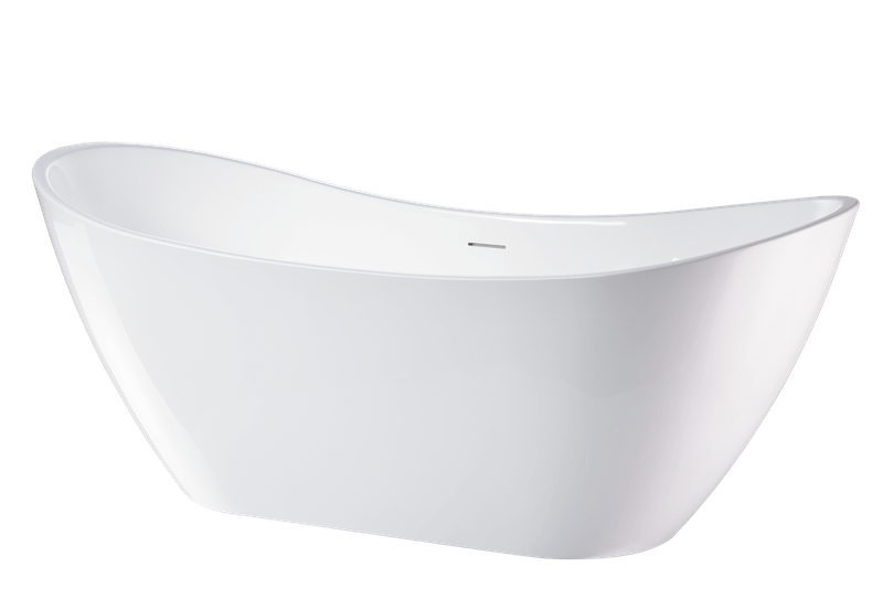 Vanity Art VA6517-PC 71 Inch Freestanding White Acrylic Bathtub with Overflow And Pop-Up Drain - Vanity Art VA6517-PC