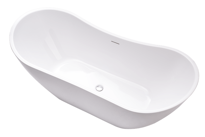 Vanity Art VA6517-PC 71 Inch Freestanding White Acrylic Bathtub with Overflow And Pop-Up Drain - Vanity Art VA6517-PC