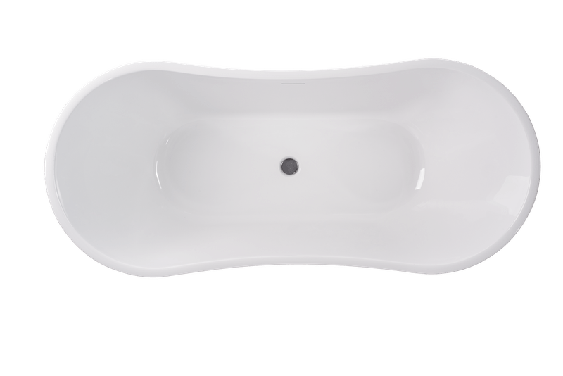 Vanity Art VA6517-PC 71 Inch Freestanding White Acrylic Bathtub with Overflow And Pop-Up Drain - Vanity Art VA6517-PC