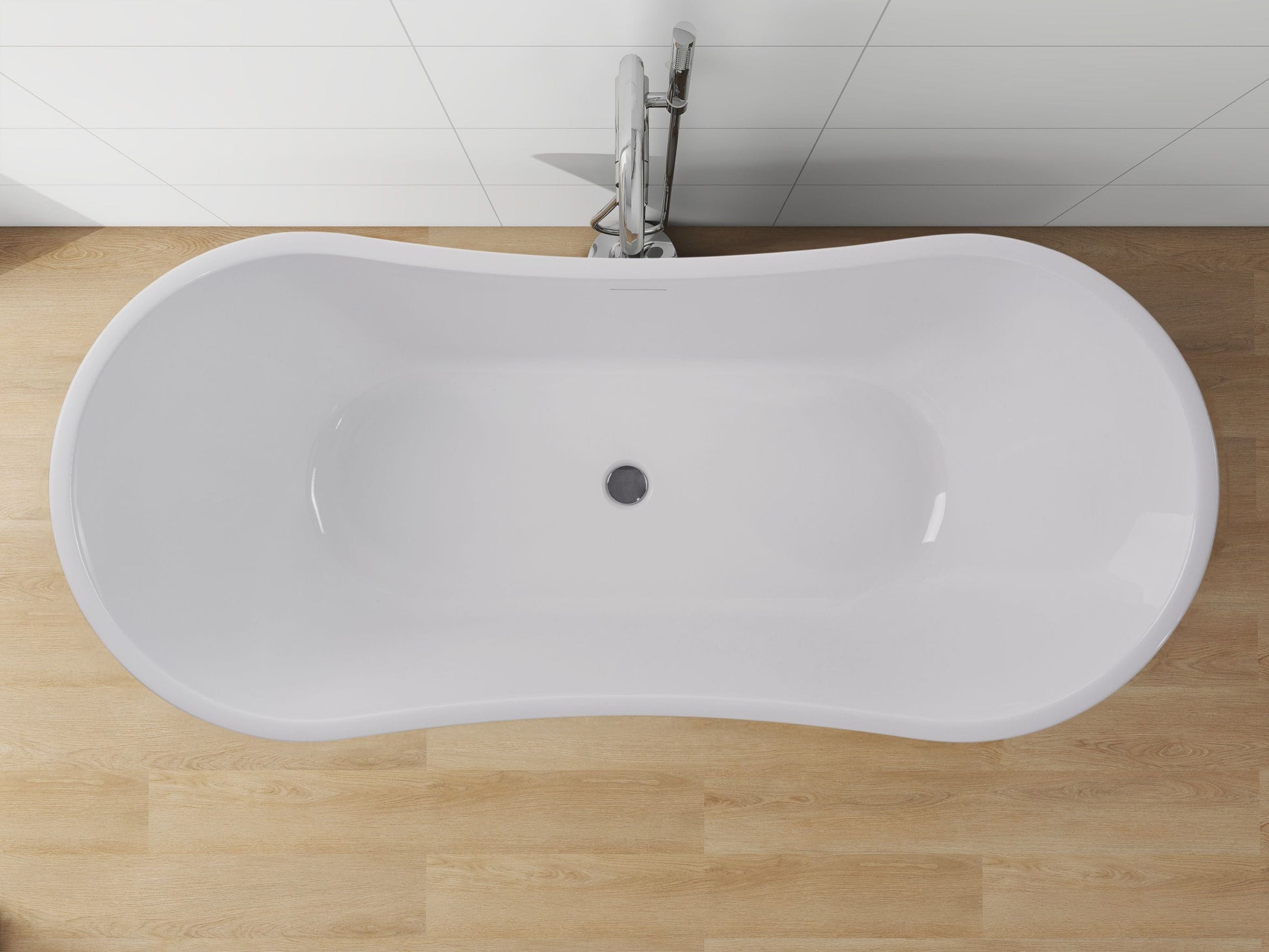 Vanity Art VA6517-TG 71 Inch Freestanding White Acrylic Bathtub with Overflow And Pop-Up Drain - Vanity Art VA6517-TG