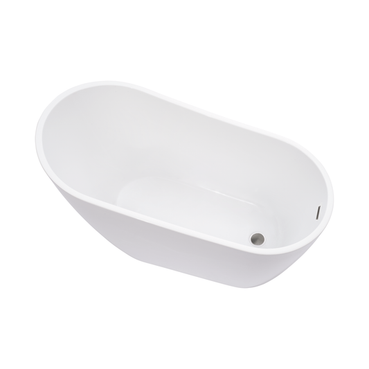 Vanity Art VA6522-L-BN 67 Inch Freestanding White Acrylic Bathtub with Overflow And Pop-Up Drain - Vanity Art VA6522-L-BN