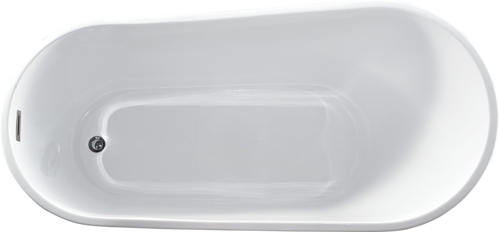 Vanity Art VA6522-L-BN 67 Inch Freestanding White Acrylic Bathtub with Overflow And Pop-Up Drain - Vanity Art VA6522-L-BN