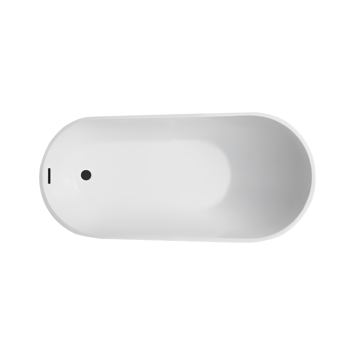 Vanity Art VA6522-L-MB 67 Inch Freestanding White Acrylic Bathtub with Overflow And Pop-Up Drain - Vanity Art VA6522-L-MB