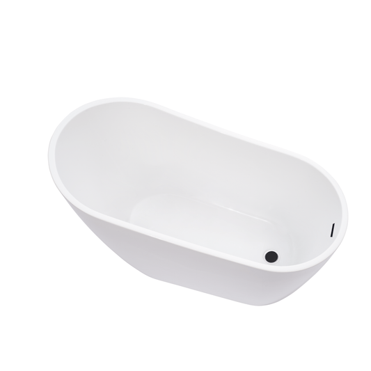 Vanity Art VA6522-L-MB 67 Inch Freestanding White Acrylic Bathtub with Overflow And Pop-Up Drain - Vanity Art VA6522-L-MB