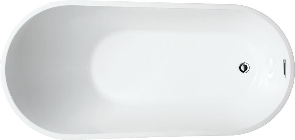 Vanity Art VA6522-L-PC 67 Inch Freestanding White Acrylic Bathtub with Overflow And Pop-Up Drain - Vanity Art VA6522-L-PC