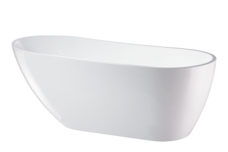 Vanity Art VA6522-L-PC 67 Inch Freestanding White Acrylic Bathtub with Overflow And Pop-Up Drain - Vanity Art VA6522-L-PC