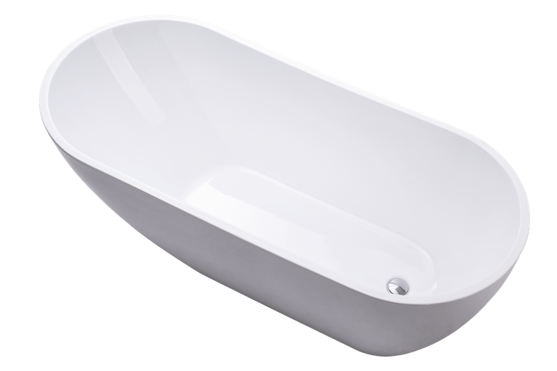 Vanity Art VA6522-L-PC 67 Inch Freestanding White Acrylic Bathtub with Overflow And Pop-Up Drain - Vanity Art VA6522-L-PC