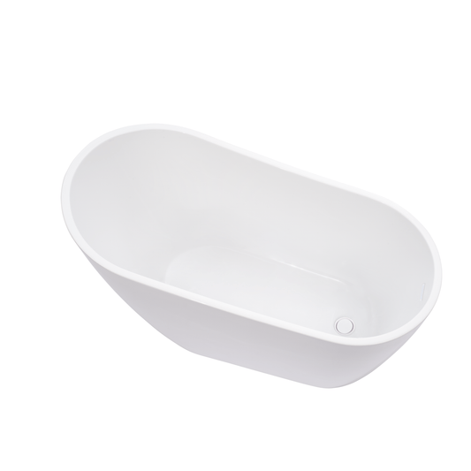 Vanity Art VA6522-L-PW 67 Inch Freestanding White Acrylic Bathtub with Overflow And Pop-Up Drain - Vanity Art VA6522-L-PW