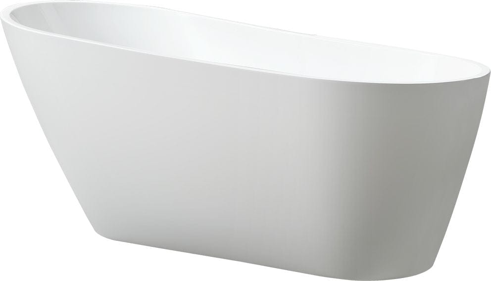 Vanity Art VA6522-L-PW 67 Inch Freestanding White Acrylic Bathtub with Overflow And Pop-Up Drain - Vanity Art VA6522-L-PW