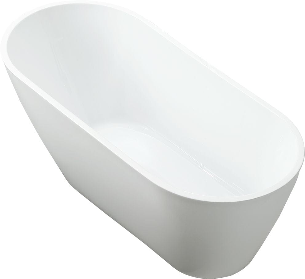 Vanity Art VA6522-L-PW 67 Inch Freestanding White Acrylic Bathtub with Overflow And Pop-Up Drain - Vanity Art VA6522-L-PW