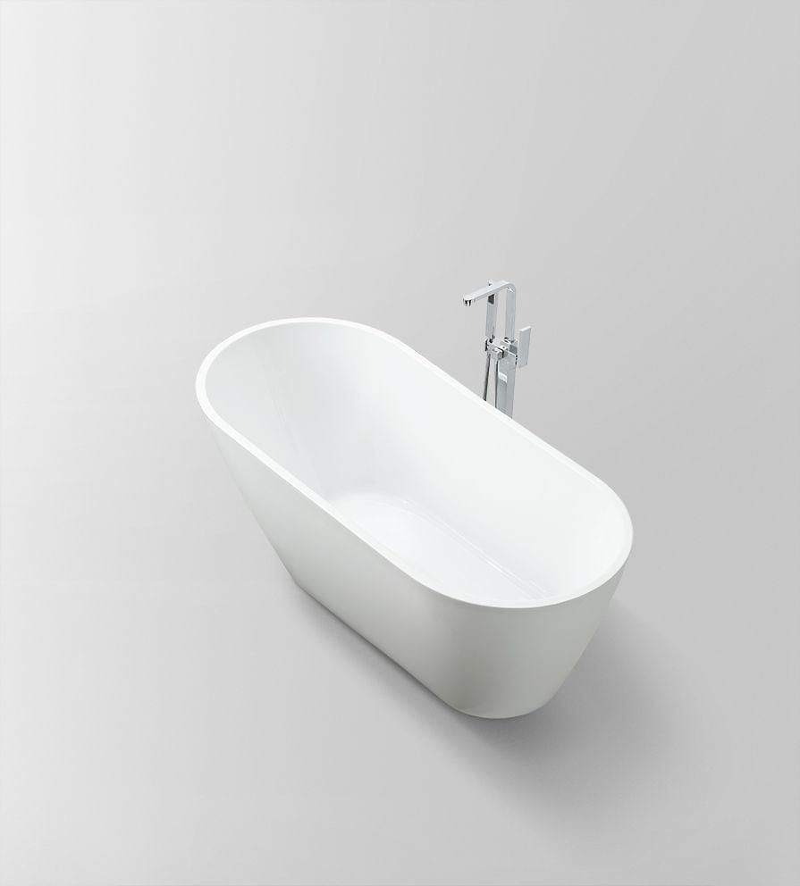 Vanity Art VA6522-L-PW 67 Inch Freestanding White Acrylic Bathtub with Overflow And Pop-Up Drain - Vanity Art VA6522-L-PW