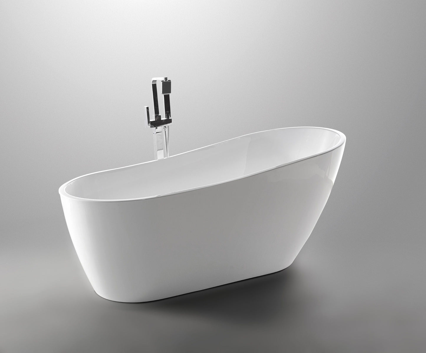 Vanity Art VA6522-L-PW 67 Inch Freestanding White Acrylic Bathtub with Overflow And Pop-Up Drain - Vanity Art VA6522-L-PW