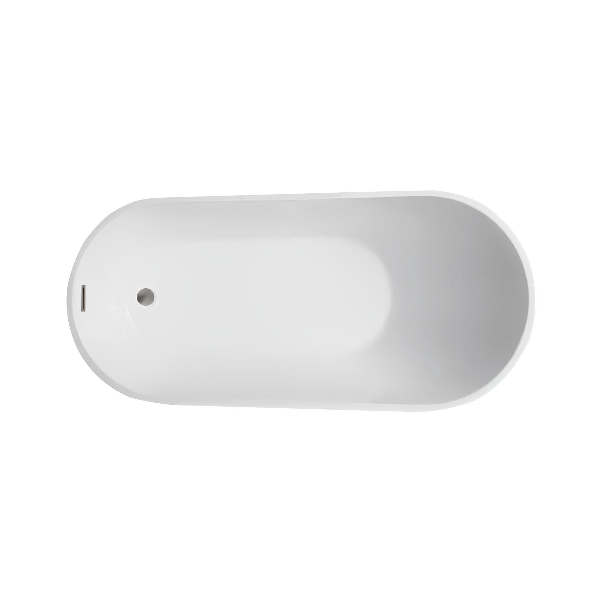 Vanity Art VA6522-S-BN 55 Inch Freestanding White Acrylic Bathtub with Overflow And Pop-Up Drain - Vanity Art VA6522-S-BN