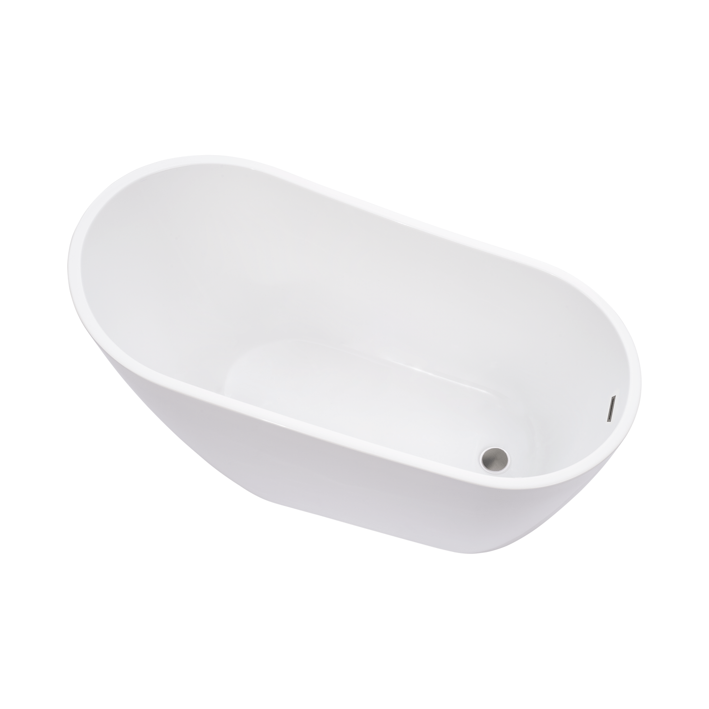 Vanity Art VA6522-S-BN 55 Inch Freestanding White Acrylic Bathtub with Overflow And Pop-Up Drain - Vanity Art VA6522-S-BN