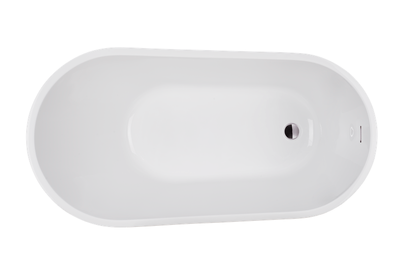 Vanity Art VA6522-S-PC 55 Inch Freestanding White Acrylic Bathtub with Overflow And Pop-Up Drain - Vanity Art VA6522-S-PC