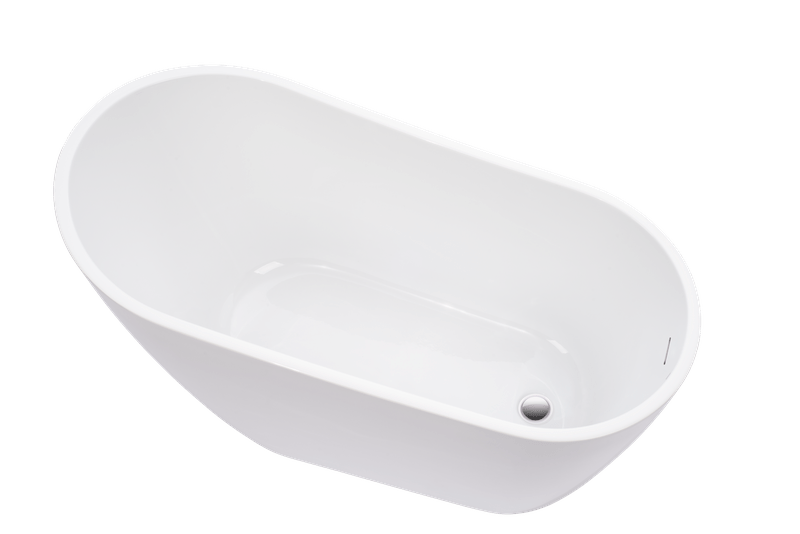 Vanity Art VA6522-S-PC 55 Inch Freestanding White Acrylic Bathtub with Overflow And Pop-Up Drain - Vanity Art VA6522-S-PC