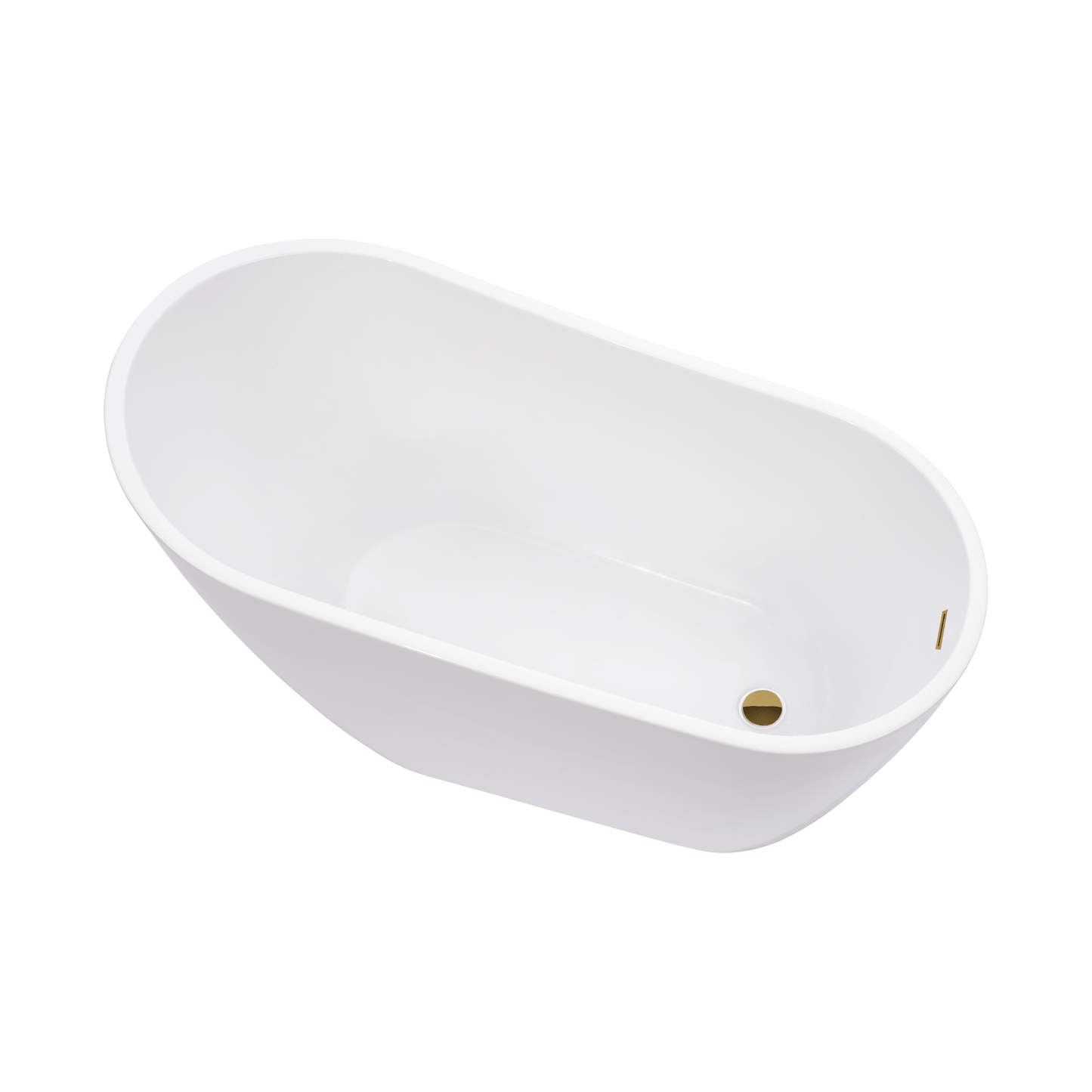 Vanity Art VA6522-S-TG 55 Inch Freestanding White Acrylic Bathtub with Overflow And Pop-Up Drain - Vanity Art VA6522-S-TG