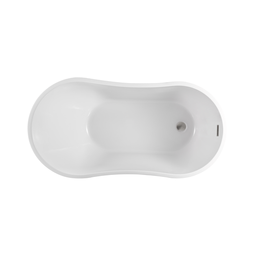 Vanity Art VA6525-BN 54 Inch Freestanding White Acrylic Bathtub with Overflow And Pop-Up Drain - Vanity Art VA6525-BN