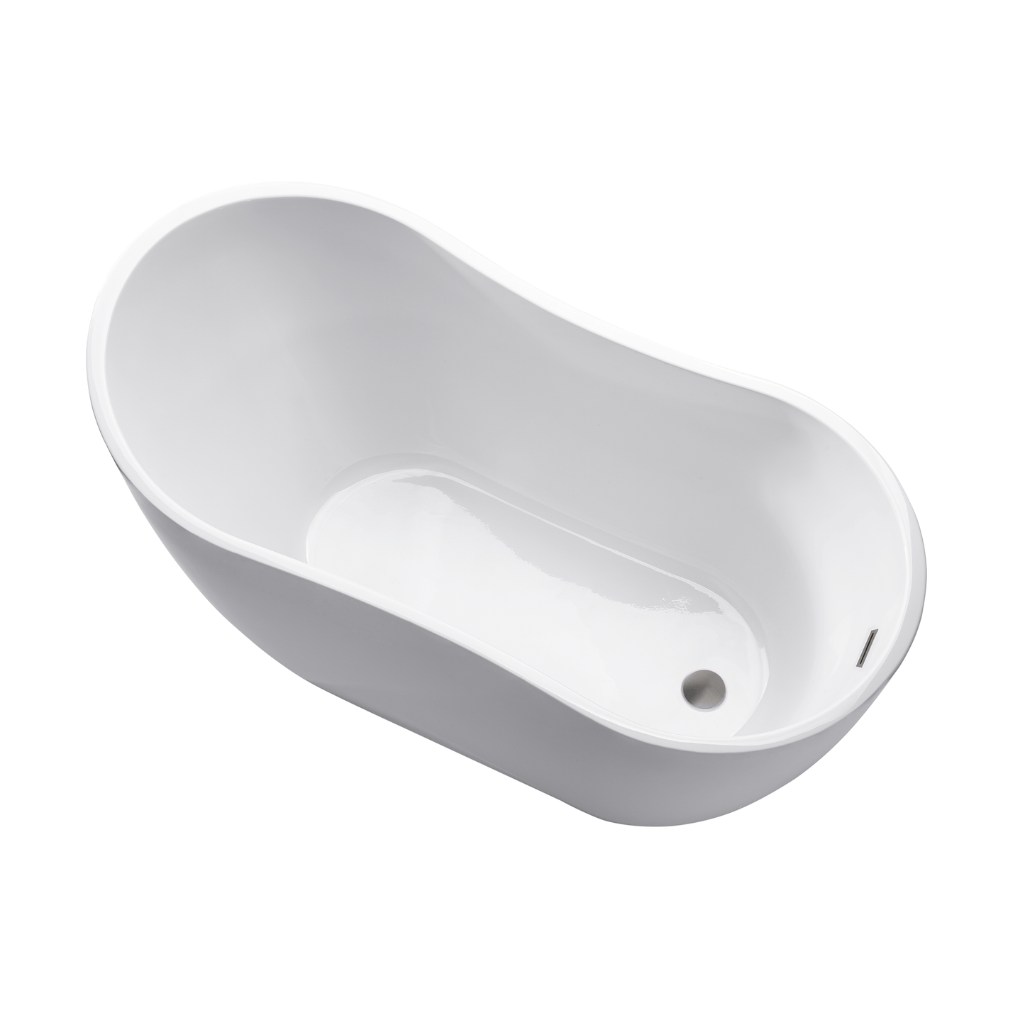 Vanity Art VA6525-BN 54 Inch Freestanding White Acrylic Bathtub with Overflow And Pop-Up Drain - Vanity Art VA6525-BN