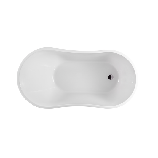 Vanity Art VA6525-PC 54 Inch Freestanding White Acrylic Bathtub with Overflow And Pop-Up Drain - Vanity Art VA6525-PC