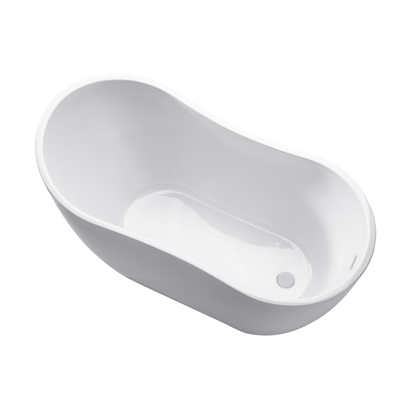 Vanity Art VA6525-PW 54 Inch Freestanding White Acrylic Bathtub with Overflow And Pop-Up Drain - Vanity Art VA6525-PW