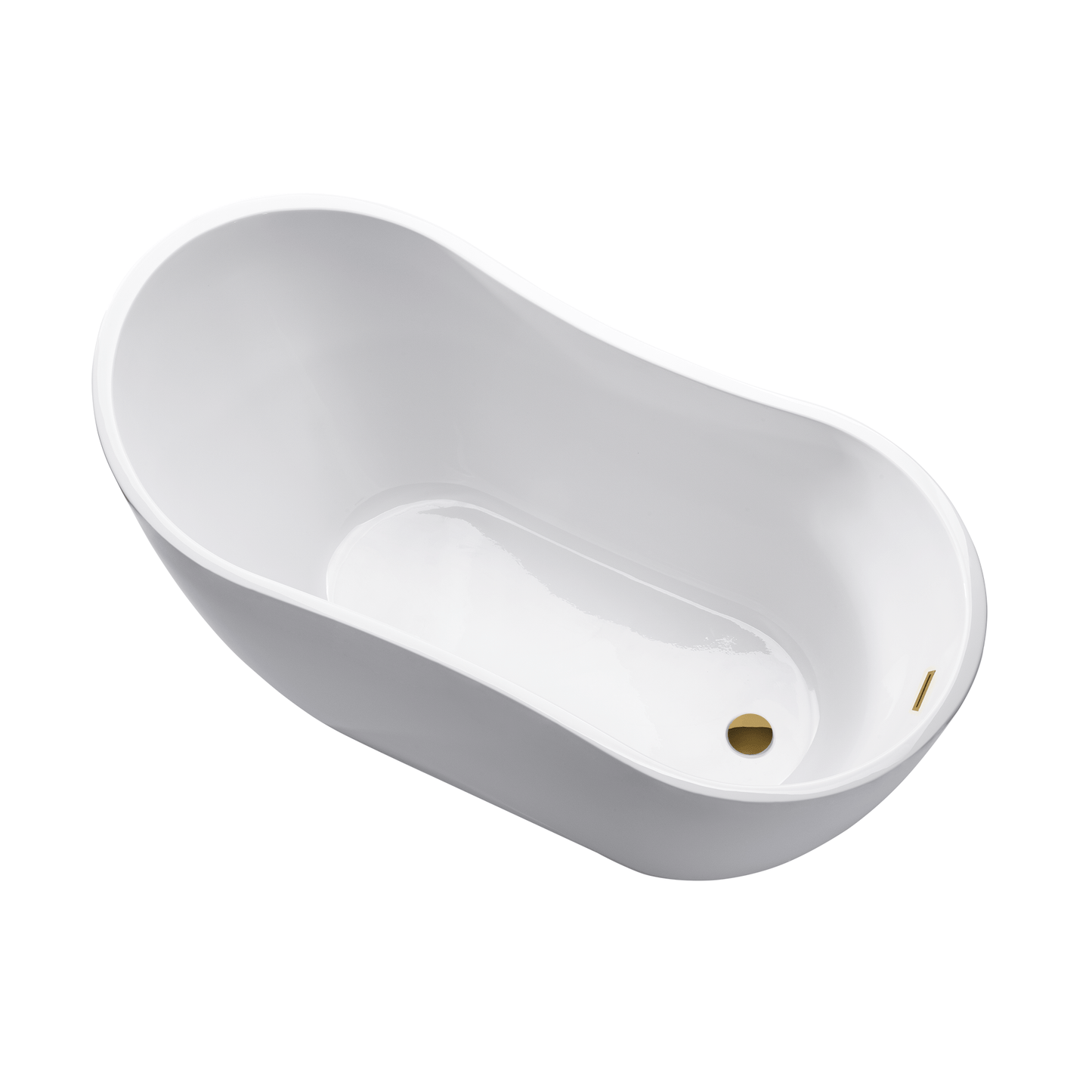 Vanity Art VA6525-TG 54 Inch Freestanding White Acrylic Bathtub with Overflow And Pop-Up Drain - Vanity Art VA6525-TG