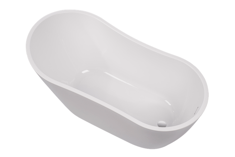 Vanity Art VA6531-PC 55 Inch Freestanding White Acrylic Bathtub with Overflow And Pop-Up Drain - Vanity Art VA6531-PC