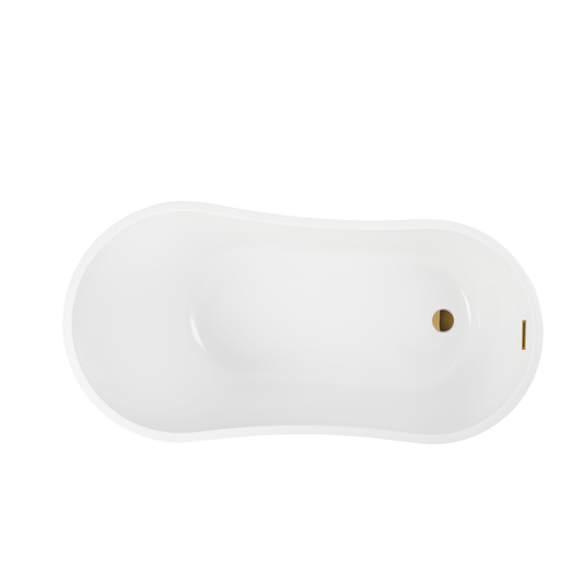 Vanity Art VA6531-TG 55 Inch Freestanding White Acrylic Bathtub with Overflow And Pop-Up Drain - Vanity Art VA6531-TG