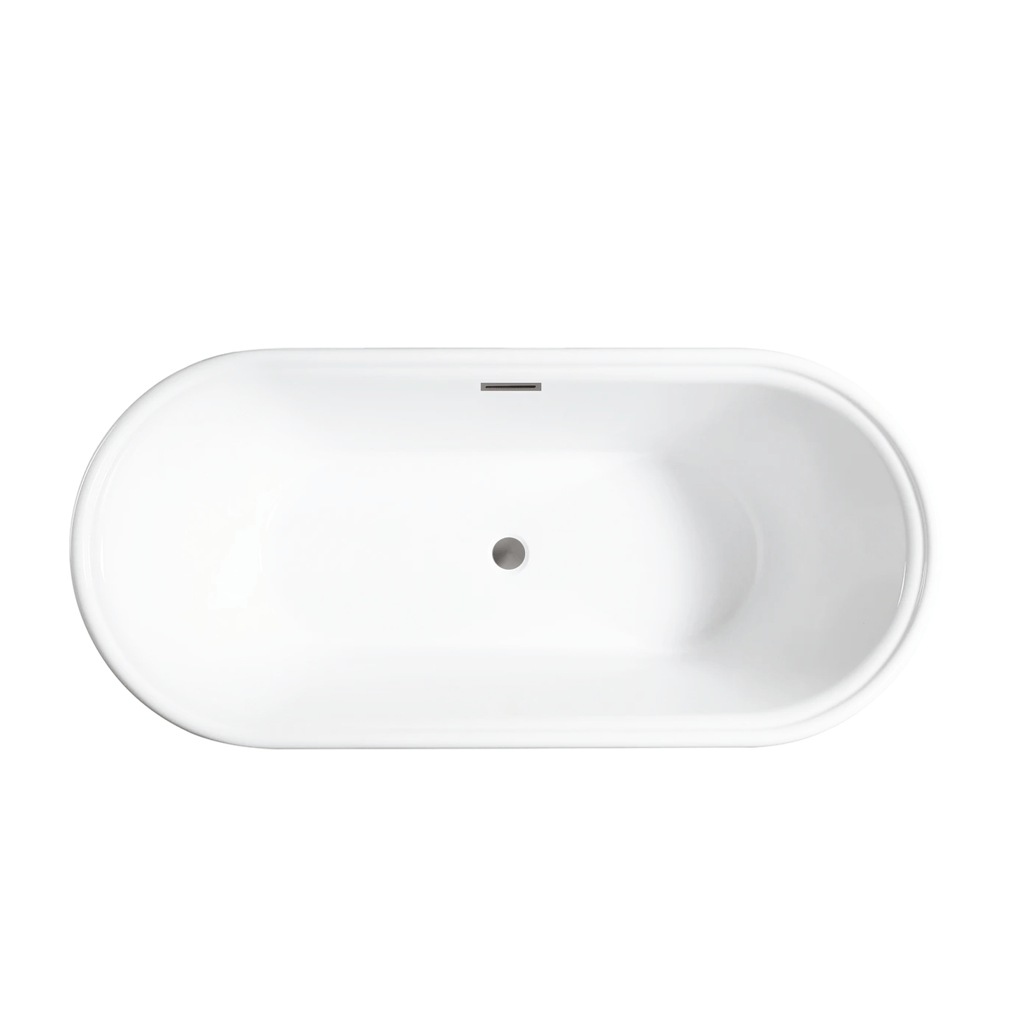 Vanity Art VA6610-L-BN 67 Inch Freestanding White Acrylic Bathtub with Polished Chrome Slotted Overflow And Pop-Up Drain - Vanity Art VA6610-L-BN