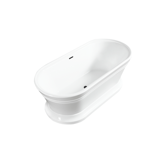 Vanity Art VA6610-L-MB 67 Inch Freestanding White Acrylic Bathtub with Polished Chrome Slotted Overflow And Pop-Up Drain - Vanity Art VA6610-L-MB