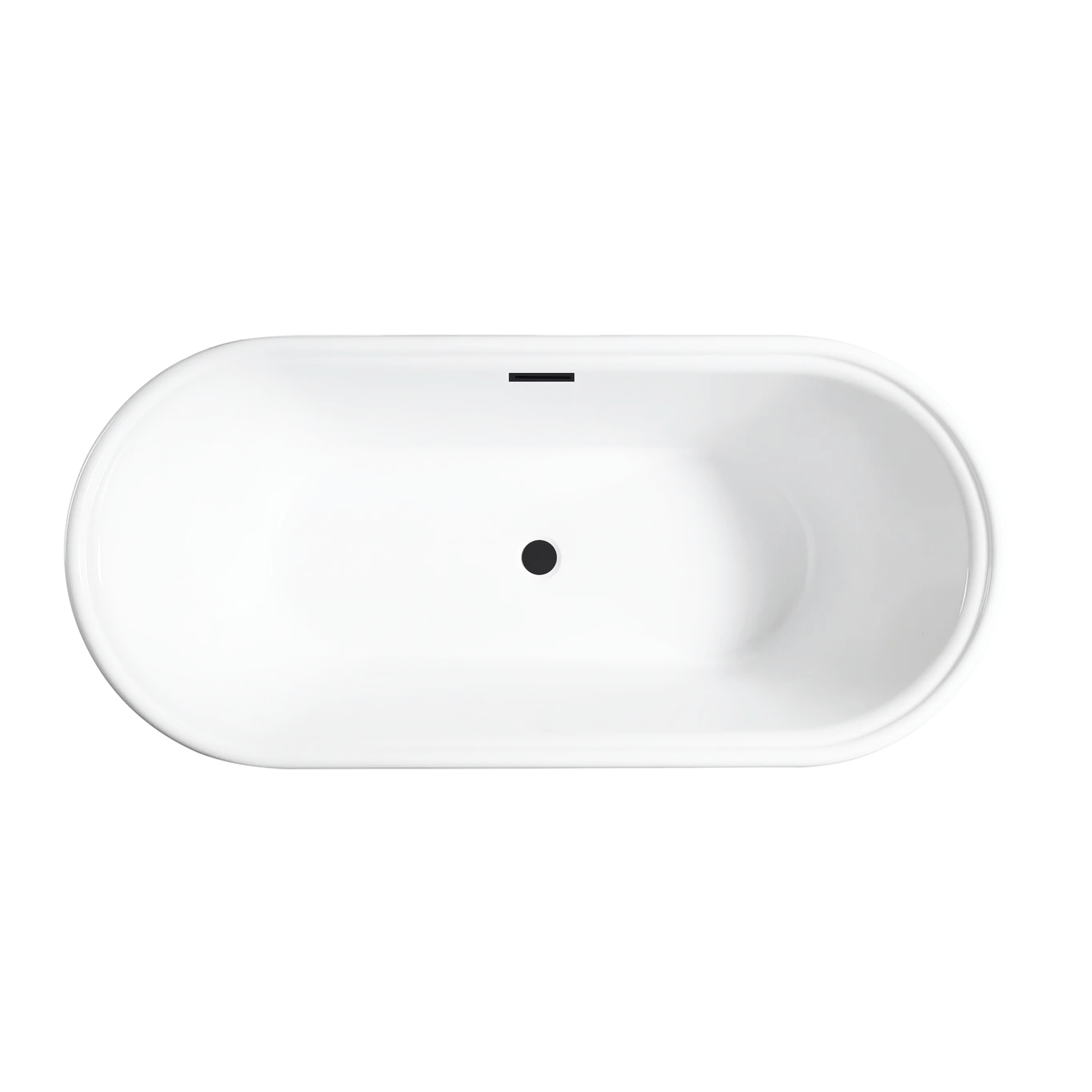 Vanity Art VA6610-L-MB 67 Inch Freestanding White Acrylic Bathtub with Polished Chrome Slotted Overflow And Pop-Up Drain - Vanity Art VA6610-L-MB