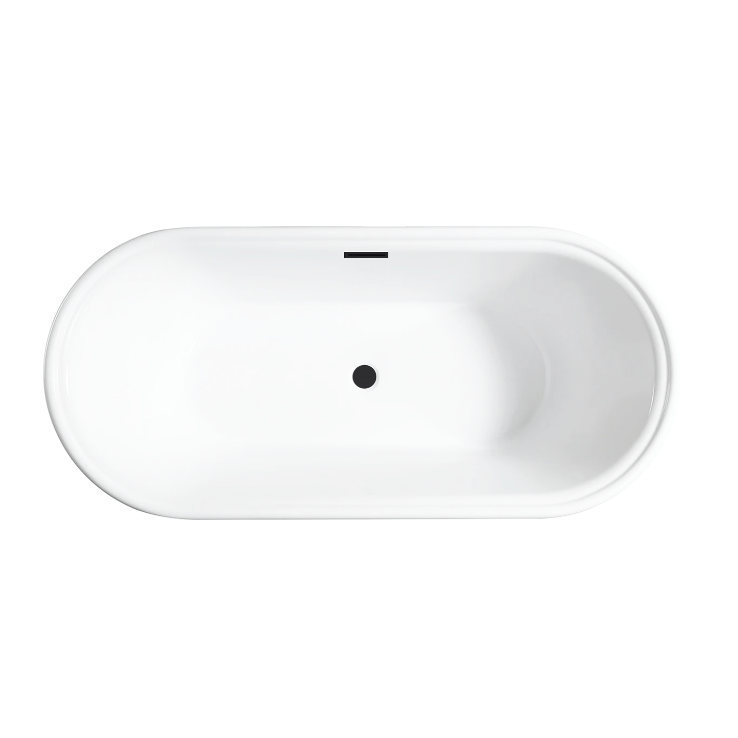 Vanity Art VA6610-L-MB 67 Inch Freestanding White Acrylic Bathtub with Polished Chrome Slotted Overflow And Pop-Up Drain - Vanity Art VA6610-L-MB