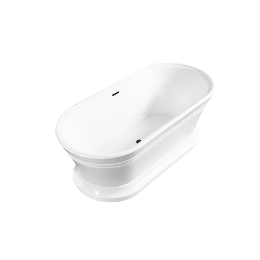 Vanity Art VA6610-L-ORB 67 Inch Freestanding White Acrylic Bathtub with Polished Chrome Slotted Overflow And Pop-Up Drain - Vanity Art VA6610-L-ORB