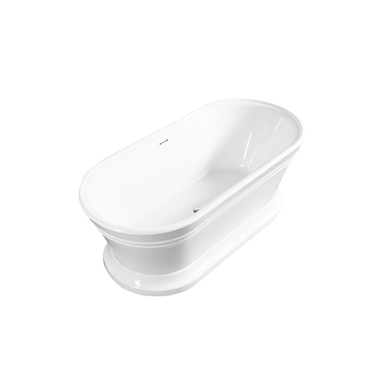 Vanity Art VA6610-L-PC 67 Inch Freestanding White Acrylic Bathtub with Polished Chrome Slotted Overflow And Pop-Up Drain - Vanity Art VA6610-L-PC